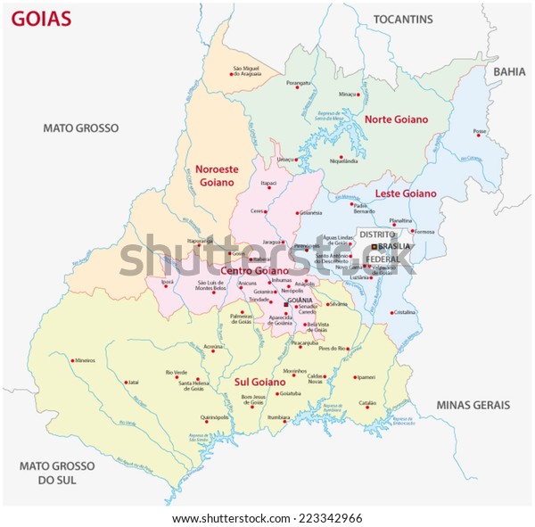 Goias Administrative Map Stock Vector (Royalty Free) 223342966 ...