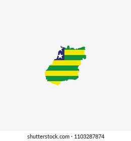 Goias - Brazil Map and Flag of Vector Illustration