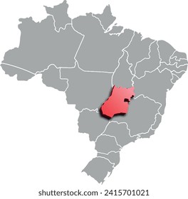 PROVINCIA DE MAPA DEL DEPARTAMENTO DE GOIAS DE MAPA ISOMÉTRICO 3D DE BRASIL