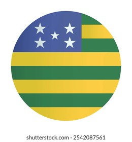  Goiás Bandeira do Estado do Brasil. Bandeira oficial de Goiás. Crachá de círculo. Vetor