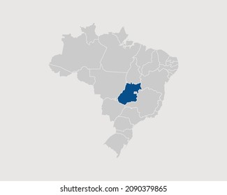 Goias Region Highlighted on Brazil Map Eps 10