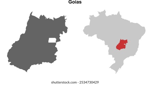 Conjunto de mapa de esquema en blanco del estado de Goias