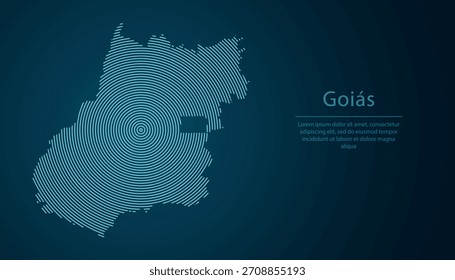 Goias, Bundesstaat Brasilien. Karte gefüllt mit konzentrischen Kreisen auf dunklem Farbverlauf-Hintergrund