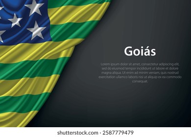 Goias state flag on dark background. Symbol of Brazilian heritage.