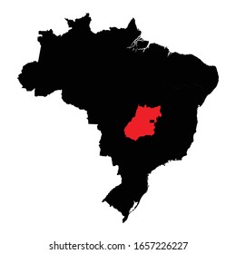 Goias state highlighted on Brazil map Vector EPS 10