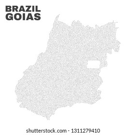 Goias State map designed with little dots. Vector abstraction in black color is isolated on a white background. Scattered little dots are organized into Goias State map.
