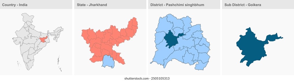 Karte von Goikera, Pashchimi Singhbhum District, Jharkhand State, Republik Indien, Regierung von Jharkhand, indisches Territorium, Ostindien, Politik, Dorf, Tourismus