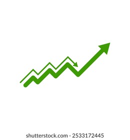 Going up arrow. Low to high profit finance business growth concept upside growing green arrow vector illustration isolated 