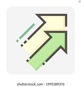 Going up arrow vector design. That icon, sign or symbol with upward direction. Concept for growth, success or profit of business, finance.  Graphic element for infographic, template, banner. 48x48 px.