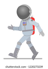 Going astronaut. Vector illustration, flat design style. Isolated on a white background.