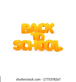 Going back to school 3D sign with bright yellow letters. First day of school. Vector illustration.