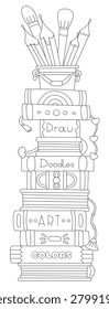 Going Back To School Coloring Page For Kids And A Bookmark For Books On Drawing