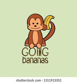 Going Bananas Cute Vector Ape Cartoon Monkey