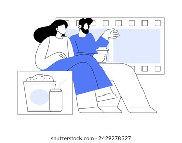 Going to the cinema isolated cartoon vector illustrations. Group of scared people watching horror movie, visit events with friends, recreation day, leisure time together vector cartoon.