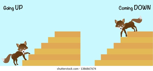 Going UP Coming Down Opposite words Vector 