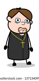 Going to Cry - Cartoon Priest Religious Vector Illustration