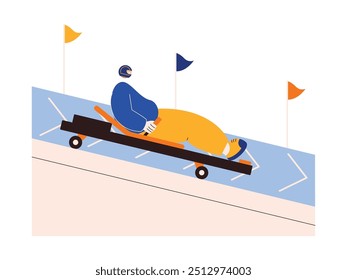 Going down the race track using a wheeled board, extreme sports vector illustration.