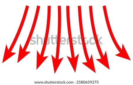 going Up and Down sign with green and red arrows vector. Flat design vector illustration concept of sales bar chart symbol icon with arrow moving down and sales bar chart with arrow moving up. eps10