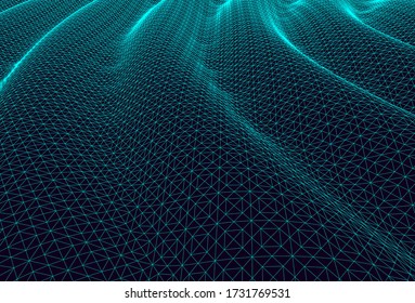Weit weg abstrakte Maschenoberfläche mit konzentrischen Kreisen. Abstrakte Vektorgrafik.