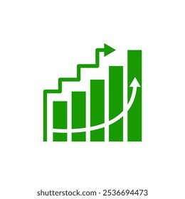 going up graph green arrow chart bar business growth high top arrow icon vector illustration isolated 