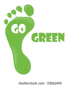 Going green concept. Green feet over white background with text