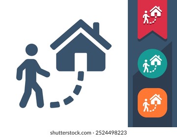 Going Home, Coming Home, Man Walking Icon. Professional, pixel perfect icon. EPS 10 format.