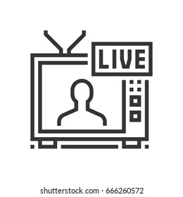 Going live icon. The illustration is a vector, editable stroke, thirty-two by thirty-two matrix grid, pixel perfect file.