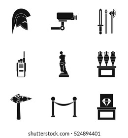 Going to museum icons set. Simple illustration of 9 going to museum vector icons for web