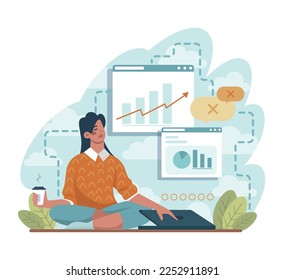 Going offline. Troubles with internet connection and disconnected device. Digital detox idea. Flat vector illustration