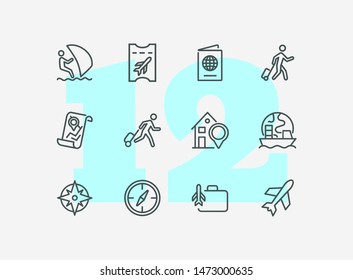 Going on vacation icon set. Travel concept. Vector illustration can be used for topics like cruise, journey, holiday