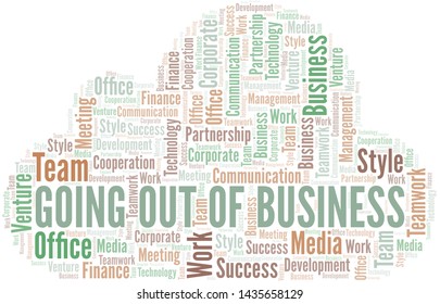 Going Out Of Business word cloud. Collage made with text only.
