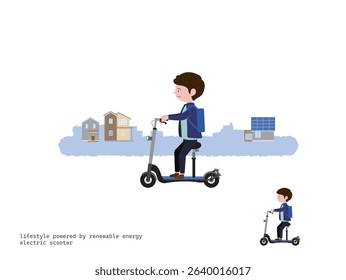 Going out on an electric scooter !： in the town