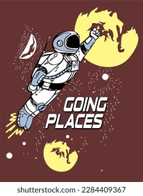 Going places space graphic for tshirt vector