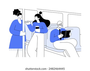 Going same direction isolated cartoon vector illustrations. Girl meets a friend in the bus, riding in same direction, urban lifestyle, city vehicle, talk in public transport vector cartoon.