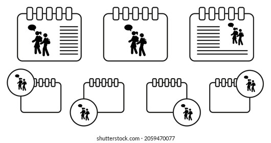 Going to school children vector icon in calender set illustration for ui and ux, website or mobile application