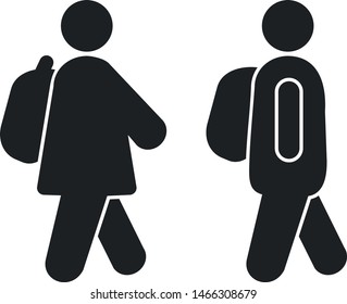 Going to school icon. Children going to school. Kids walking.