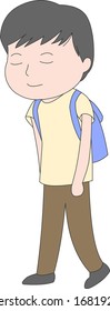 Going to school Illustration of a walking boy.