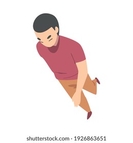 Ilustración de vectores de vista superior de personajes masculinos en marcha y en marcha