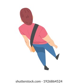 Ilustración de vectores de vista superior de personajes masculinos en marcha y en marcha