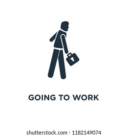 Going to Work icon. Black filled vector illustration. Going to Work symbol on white background. Can be used in web and mobile.