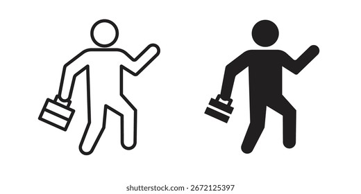 Going to work icon Black and White Vector Graphic