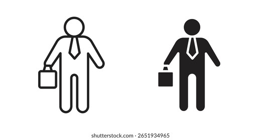 Going to work icon. Flat and stroke versions. Graphic elements.