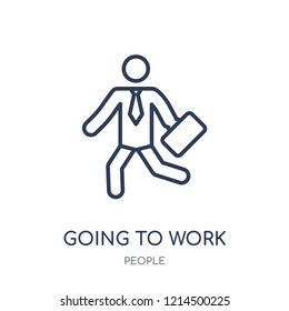 Going To Work Icon. Going To Work Linear Symbol Design From People Collection. Simple Outline Element Vector Illustration On White Background.