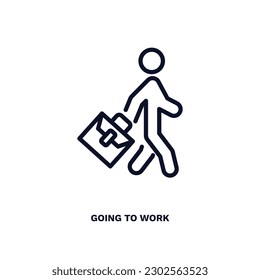 going to work icon. Thin line going to work icon from behavior and action collection. Outline vector isolated on white background. Editable going to work symbol can be used web and mobile