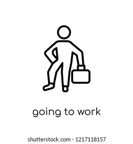 Going to work icon. Trendy modern flat linear vector Going to work icon on white background from thin line People collection, editable outline stroke vector illustration