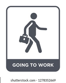 Going To Work Icon Vector On White Background, Going To Work Trendy Filled Icons From Behavior Collection, Going To Work Vector Illustration