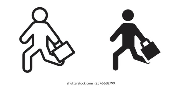 Going to work icons in outline and stroke versions