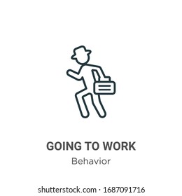 Going To Work Outline Vector Icon. Thin Line Black Going To Work Icon, Flat Vector Simple Element Illustration From Editable Behavior Concept Isolated Stroke On White Background