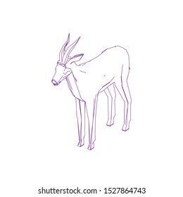 Goitered gazelle animal character. Vector isolated cartoon African wild black-tailed gazelle species with long horns. Zoo, zoology or hunting open season and Safari theme