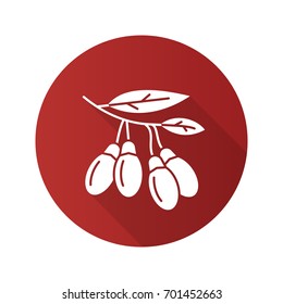 Goji berries flat design long shadow glyph icon. Vector silhouette illustration